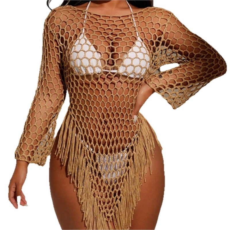 Robe de plage pour femme, paréo ample à crochets, tunique sexy à découpes, idéale comme cache-maillot ou tenue de plage 2026