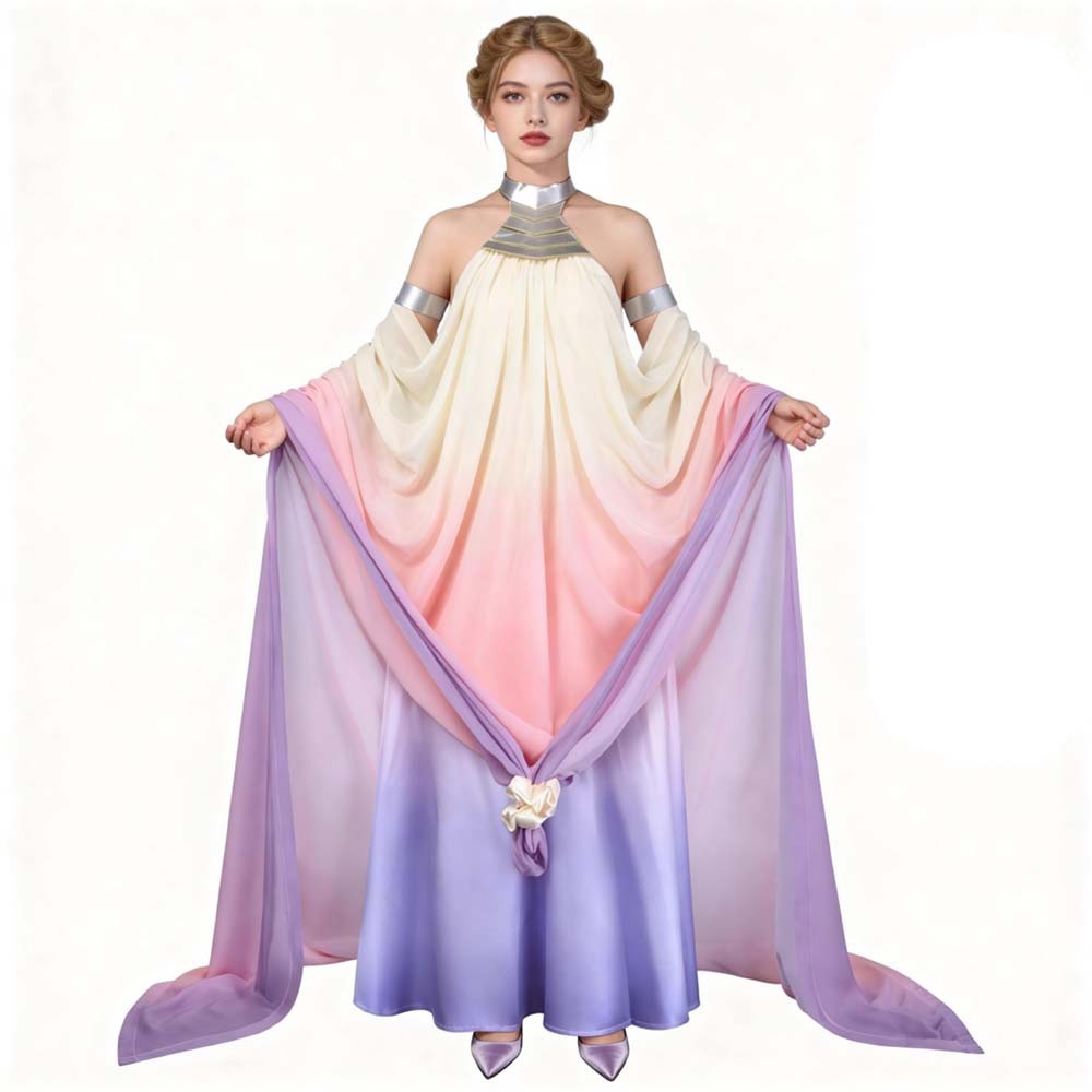 Costume de cosplay Padmé Amidala, robe de reine classique, longue et élégante, dos nu, tenue uniforme pour femmes, Halloween, carnaval, fête