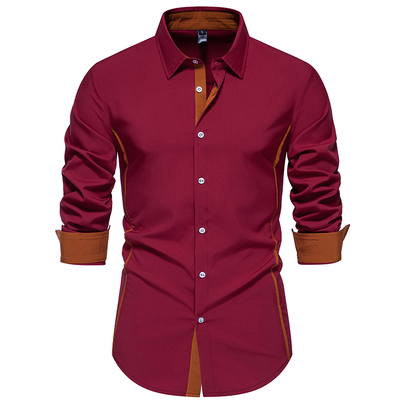 Hommes chemises taille européenne nouveautés coupe ajustée homme chemise solide à manches longues Style britannique coton hommes chemise bureau