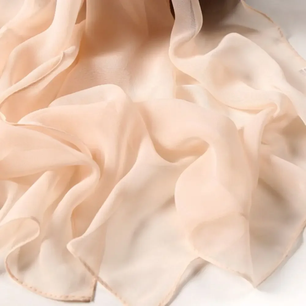 Écharpe en mousseline de soie pour femme, fine, douce, longue, châle et étole respirante, couleur unie, protection solaire pour la plage, hijab