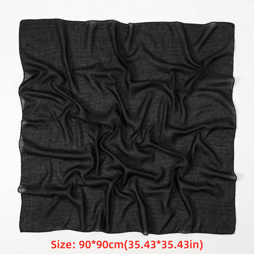 Foulards carrés tendance 90x90cm en coton et lin doux et légers, couleur unie, respirants, pour femmes, hijabs, accessoires de sac