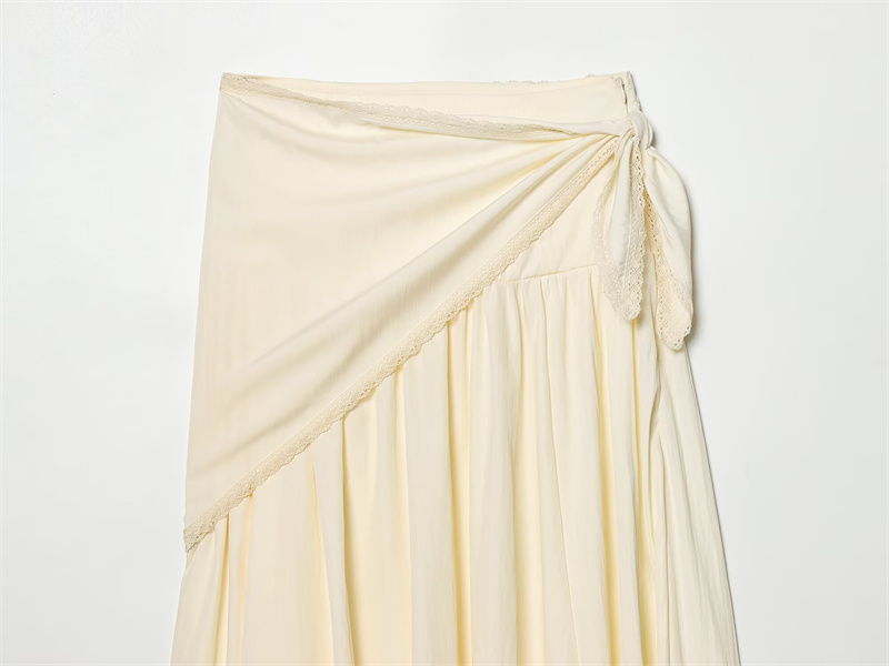Jupes pour femmes 2026 Nouvelle mode Printemps-Été Jupe midi beige moelleuse avec écharpe pour femme, chic et originale