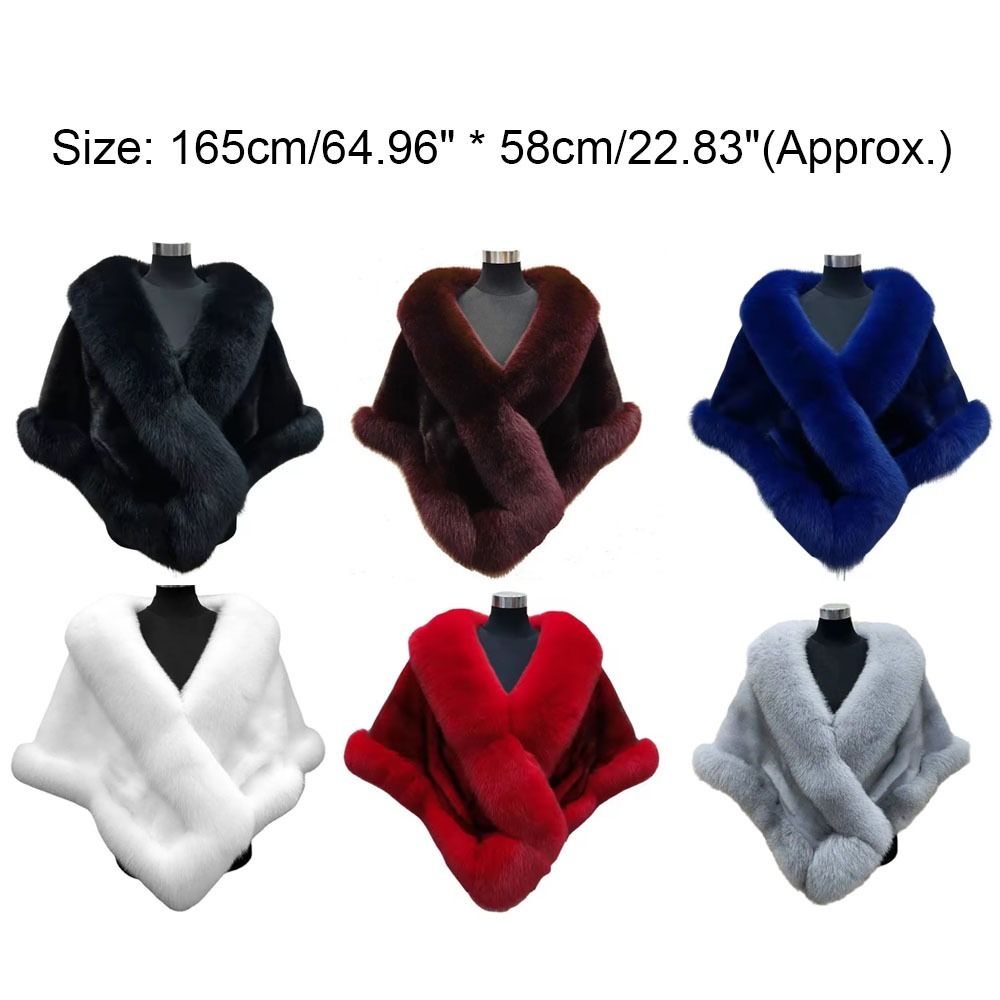 Mode hiver chaud châle épaissir mariée Cardigan Cape manteau fausse fourrure col châle nouvelle écharpe et enveloppement