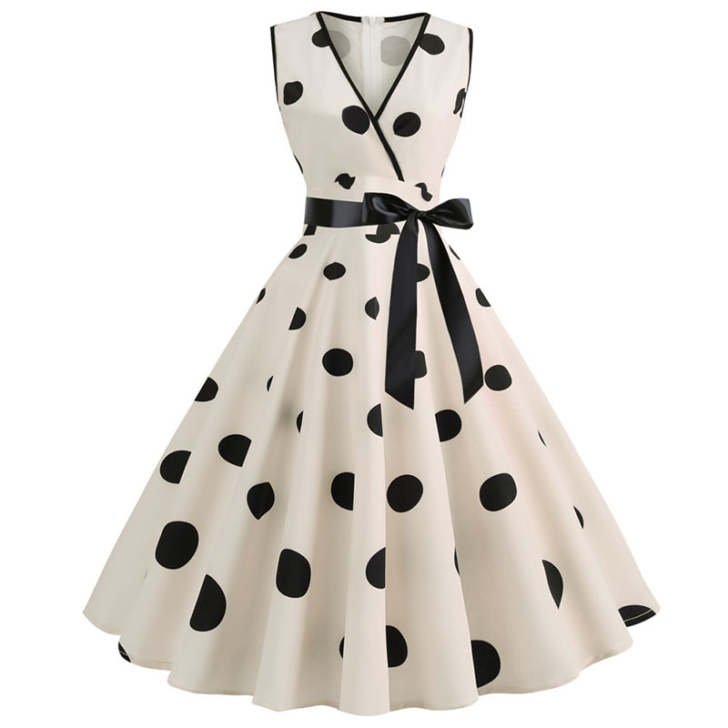 Femme robes rétro Audrey Hepburn années 1950 60 Rockabilly à pois nœud Pinup balle cultivée Robe de soirée robes