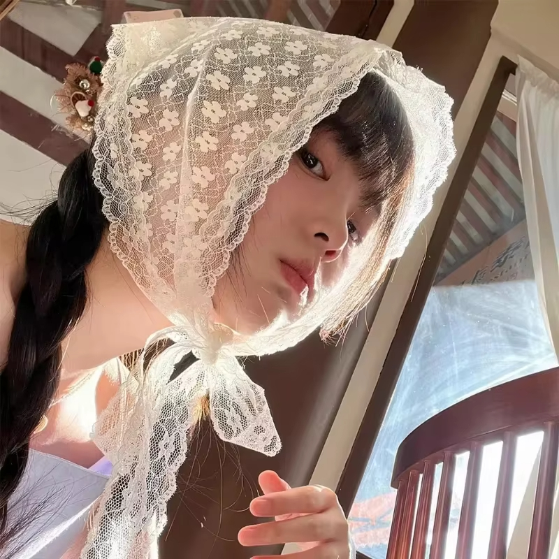 Triangle jupe courte demi-jupe bout à bout rideau jupe dentelle garniture petit tablier dentelle douce empilée femmes coréen printemps foulard