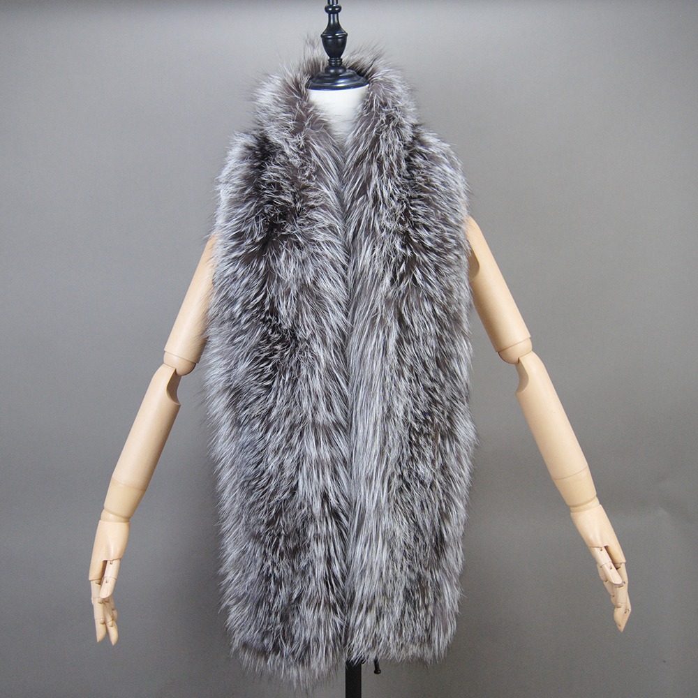 Écharpe femme doux tricoté dame longue Style réel fourrure de renard châle enveloppement naturel fourrure de renard anneau foulards hiver chaud véritable fourrure de renard écharpe