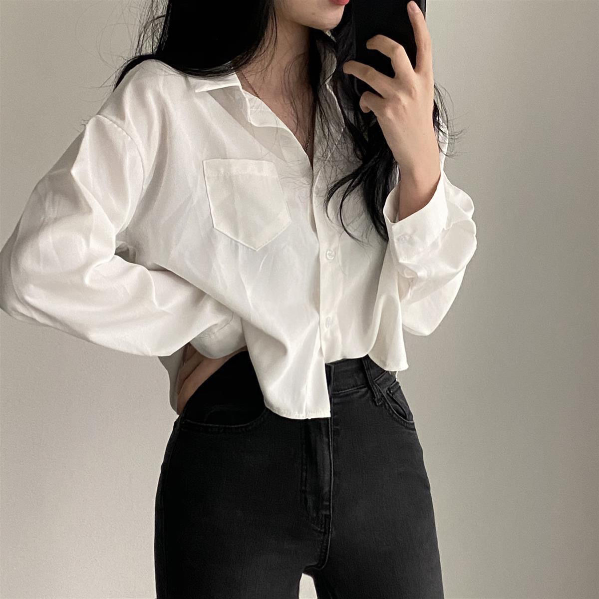 Chemisier en soie oversize pour femme, style bureau, en satin, luxe discret, coupe ample, boutonné, élégant et décontracté, à manches longues