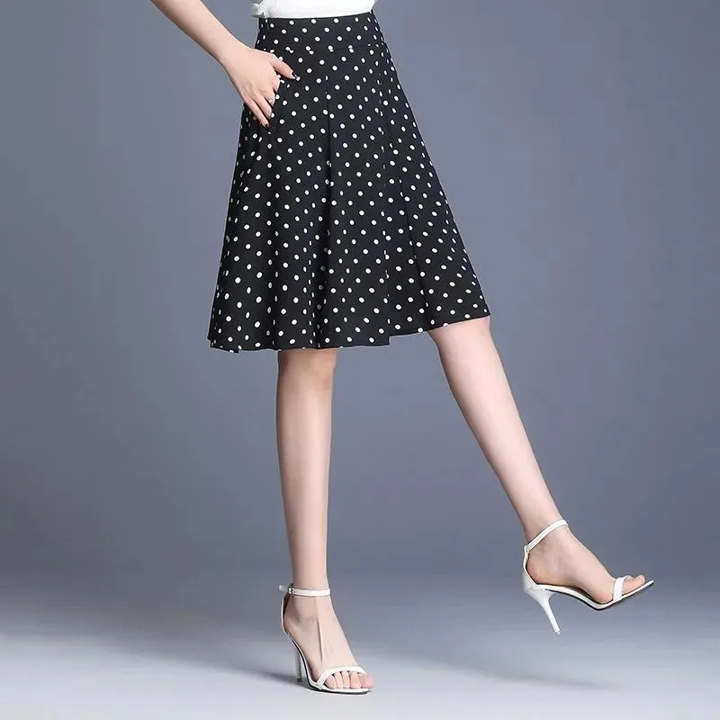 Jupe en Chiffon à Taille Haute pour Femmes et Filles, Style Nouveau, Ample, à Pois, Jupe Parapluie, Jupe Évasée