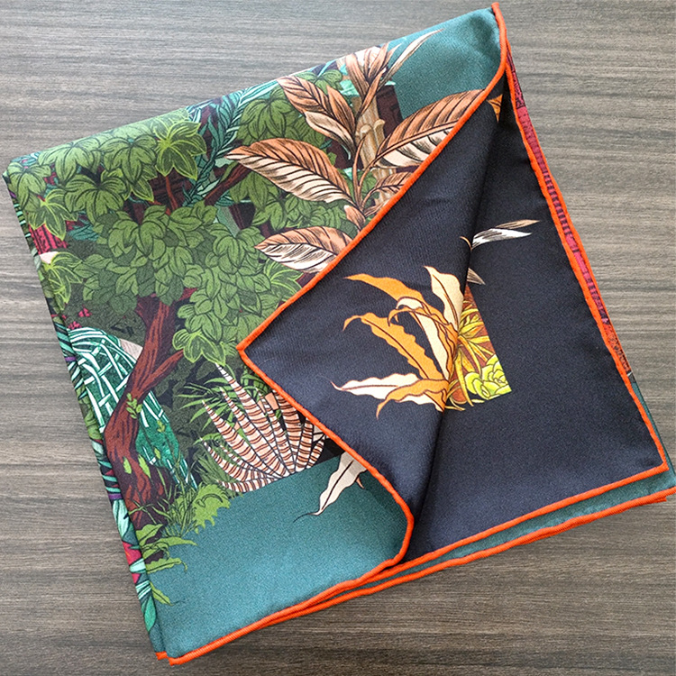 Foulard double face pour femme en soie de mûrier 18MM, de luxe, de créateur, 90*90cm, bandanas roulés à la main, accessoires pour sacs et ceintures