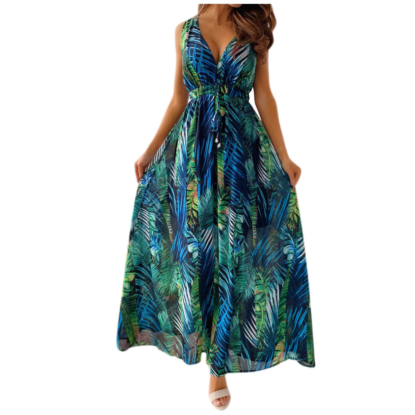 Robe longue en mousseline de soie pour femmes, style français, manches courtes, élastique, trapèze, imprimé bohème, plage, été