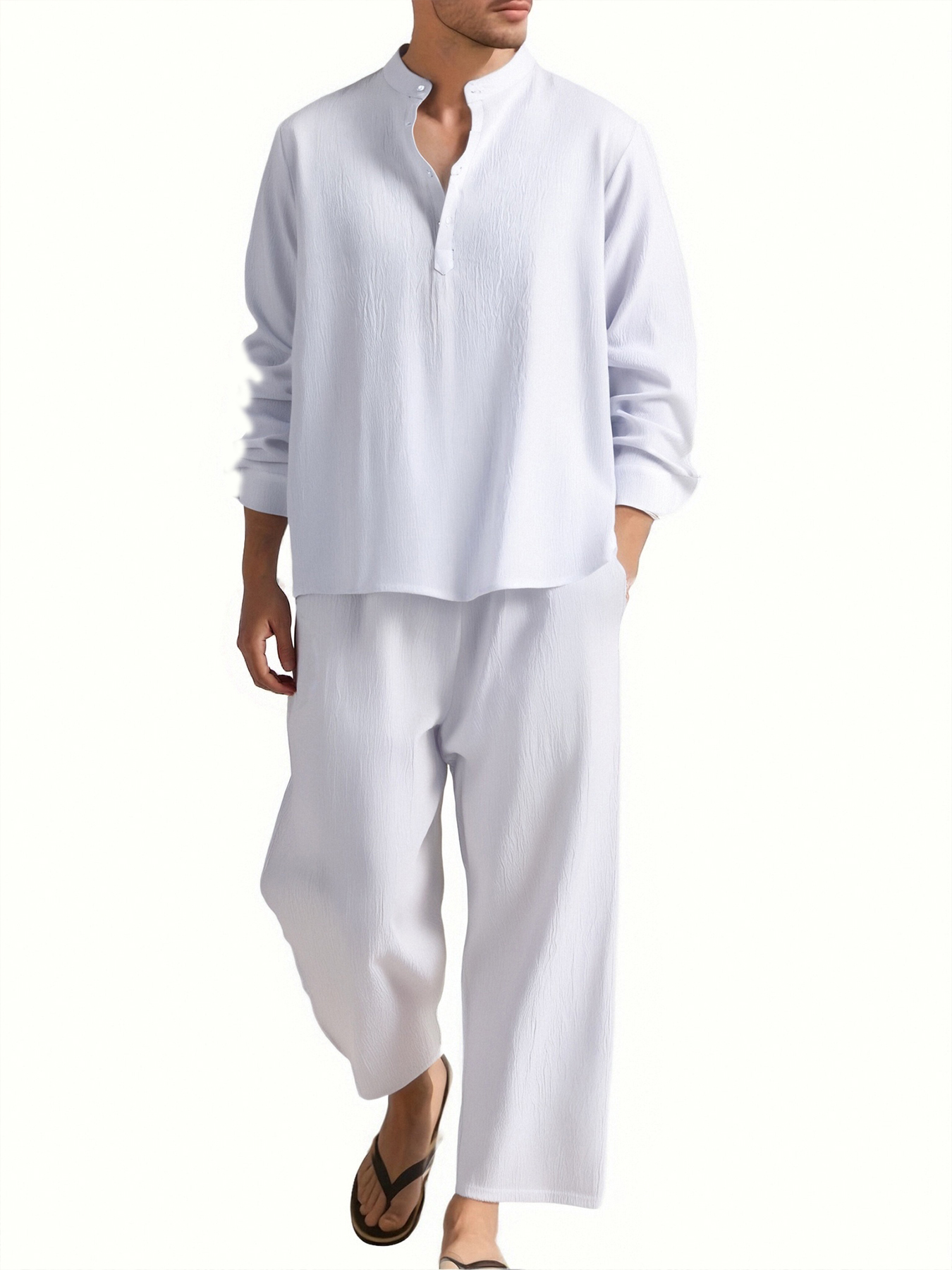 Chemise et pantalon à manches longues pour hommes, vêtements de plage, survêtement, chemises de couleur unie, pantalons de survêtement, vêtements de vacances hawaïennes pour hommes