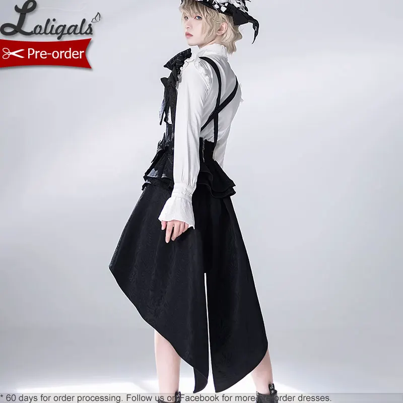 Tenue Ouji Cool Lolita serre-taille w. Jupe Haute et Basse de Princesse, Costume Corset de Théâtre Lapin