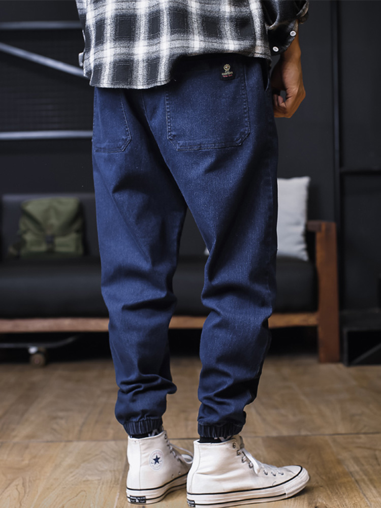 Jean grande taille pour hommes, jogging ample, Streetwear, sarouel, pantalon Cargo, longueur cheville, en Denim