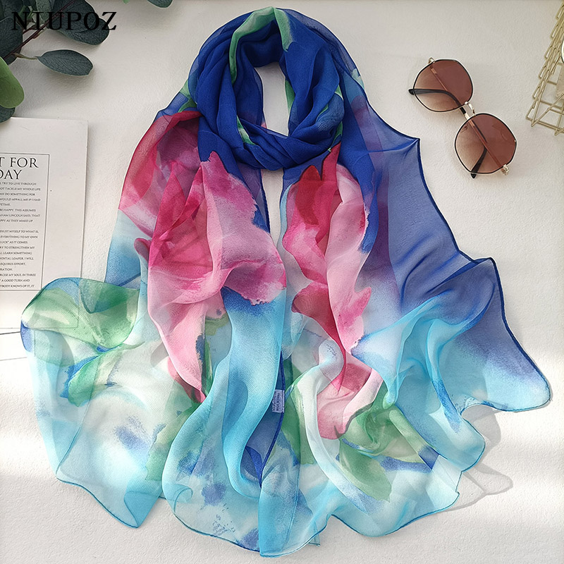 Joli Foulard Rose dégradé pour femmes, élégant, en mousseline de soie, Georgette, Bandana, été, plage, voyage, Protection solaire