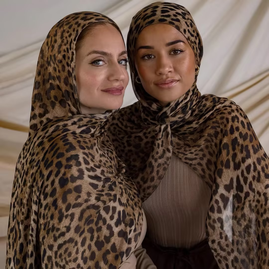 Mousseline de soie imprimé léopard Hijab écharpe femme musulman Hijab châles islamique musulman mode Turban Ramadan foulard