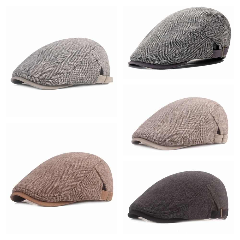 Béret en coton simple pour homme, style britannique, chaud, en laine, casquette à visière respirante, chapeau de newsboy, automne et hiver