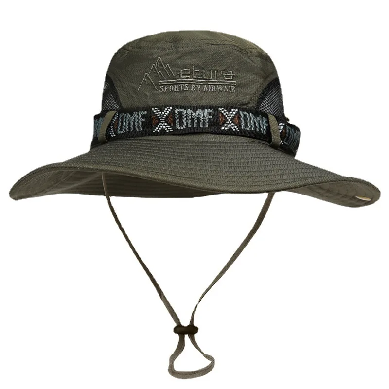 Chapeau Bob d'été pour homme, protection UV, large bord, style Panama, safari, chasse, randonnée, chapeau de pêcheur en maille, casquette de plage anti-UV