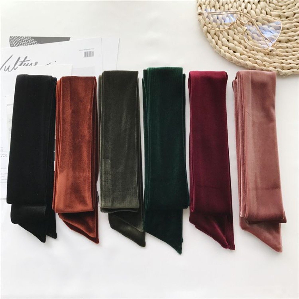 Ceinture en velours classique, ceinture-écharpe étroite de couleur unie, longue écharpe en ruban pour la décoration des tenues