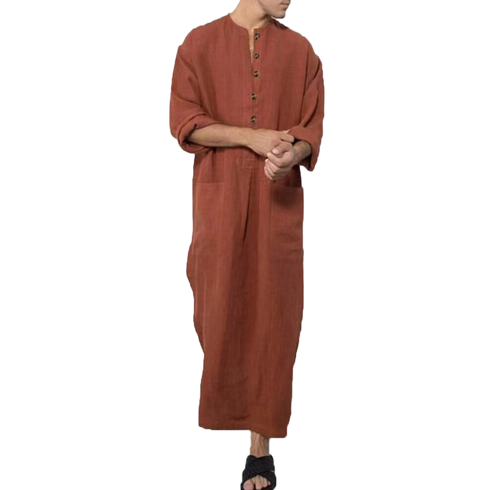 Vintage hommes musulmans islamique arabe Jubba Thobe Robes mâle à manches longues Pakistan dubaï caftan Abaya Robes de poche robe d'arabie saoudite
