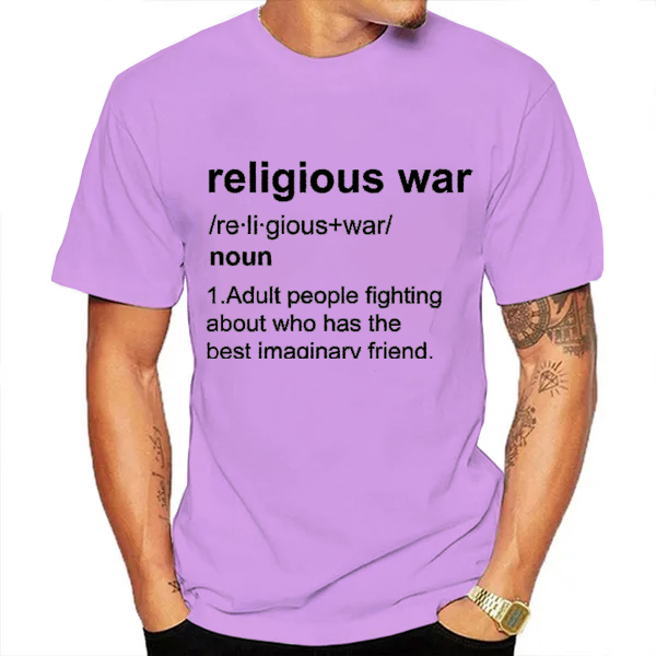 Guerre religieuse hommes t-shirt drôle lettre impression à manches courtes t-shirts mode graphique Y2k hauts meilleur ami hommes vêtements surdimensionnés