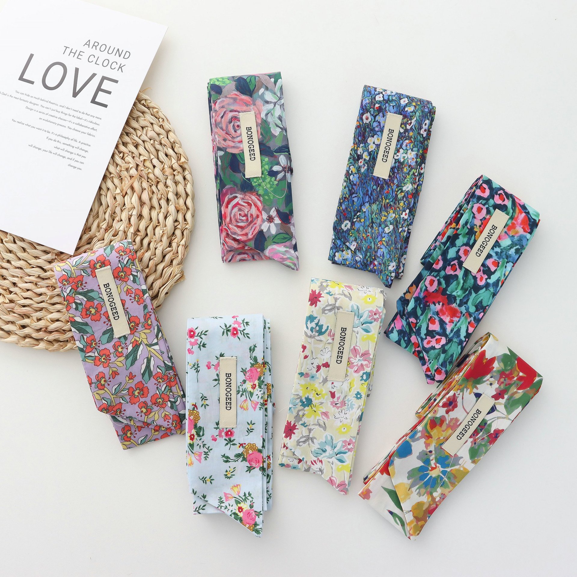 Foulard Long en soie à fleurs françaises rétro pour femmes, foulard de cou, nouveau sens de haute qualité, ruban décoratif pour cheveux, à la mode, printemps 2025