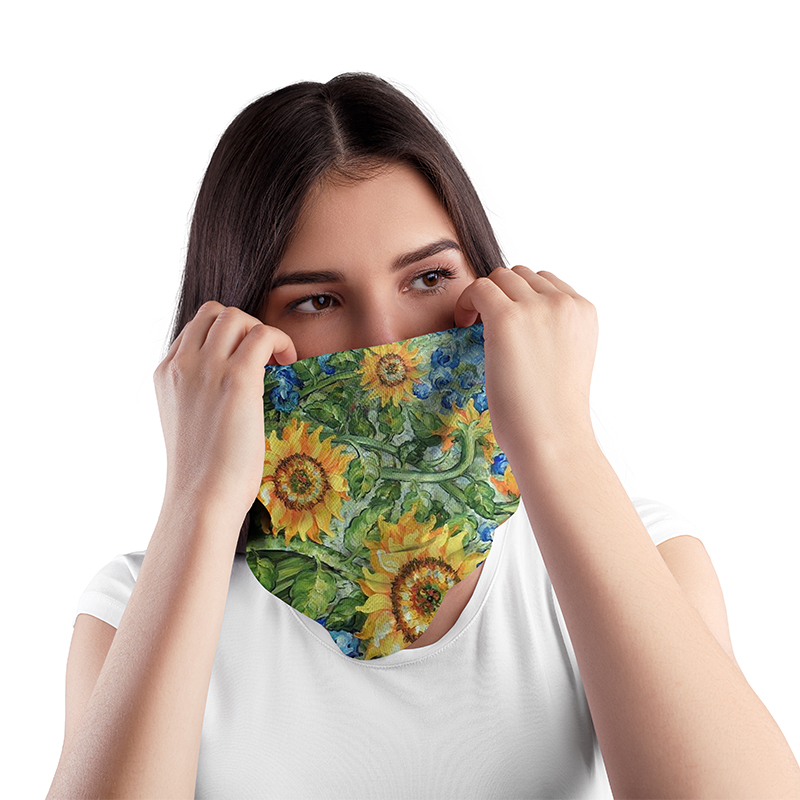 Peinture à l'huile imprimée en 3D Van Gogh, écharpe de cou pour femmes, foulard de visage doux, Bandana tournesol nuit étoilée, Hijab, nouvelle mode