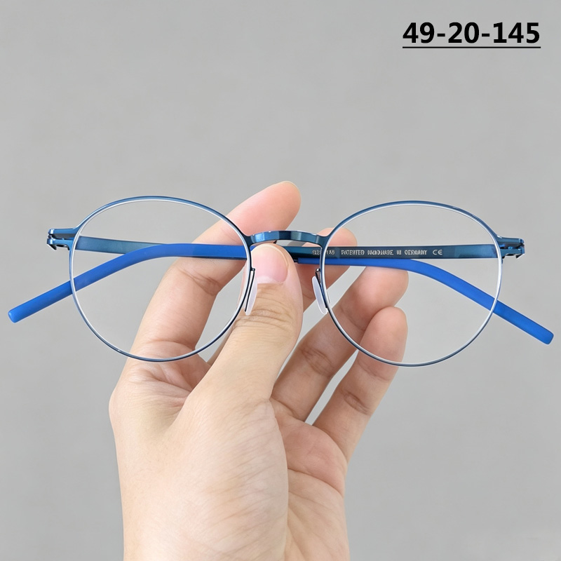 Monture de lunettes ovale et ronde sans vis, faite à la main, pour hommes et femmes, ultra-légère 6g, colorée, design de marque