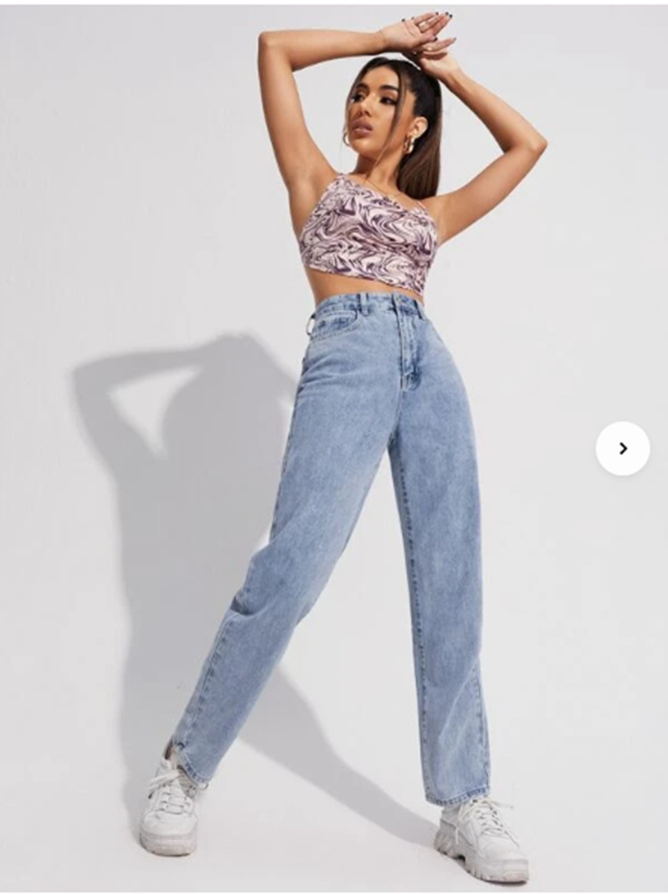 Jean en Denim pour Femme, Pantalon Droit, Taille Haute, Poches Ajustées, Basique, Rinse, Solide, Document FjVintage, Décontracté, 2024