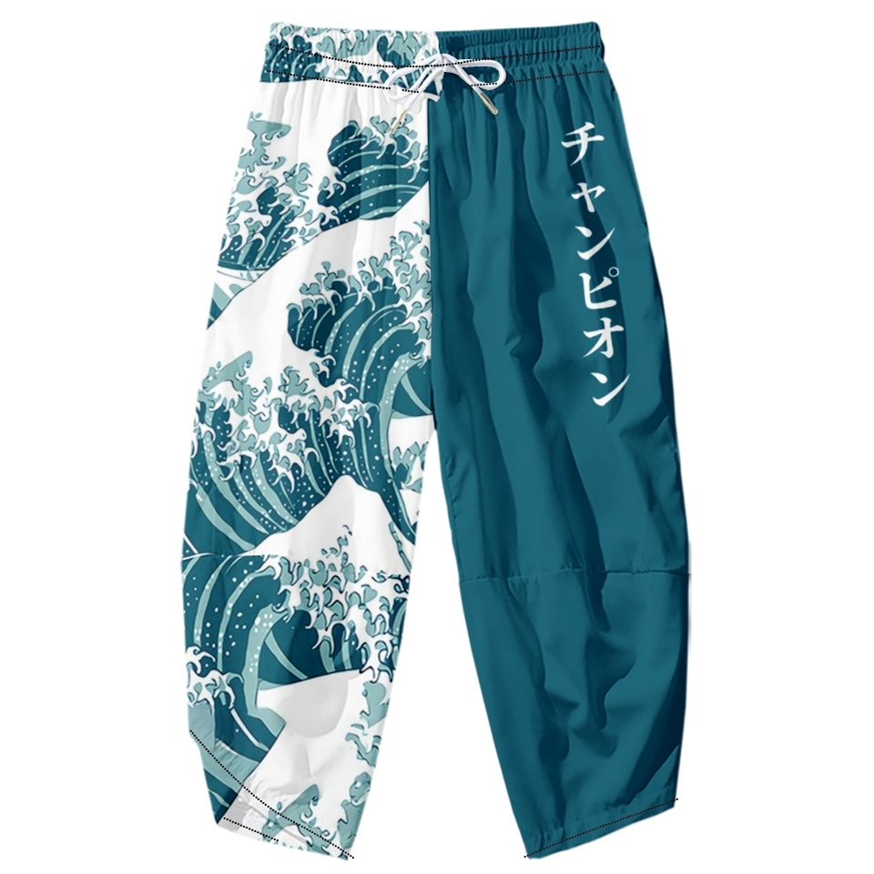 La grande vague de Kanagawa Kimono pantalon hommes vêtements asiatiques pantalon de bain décontracté mâle japonais Anime Yukata pantalon pantacourt