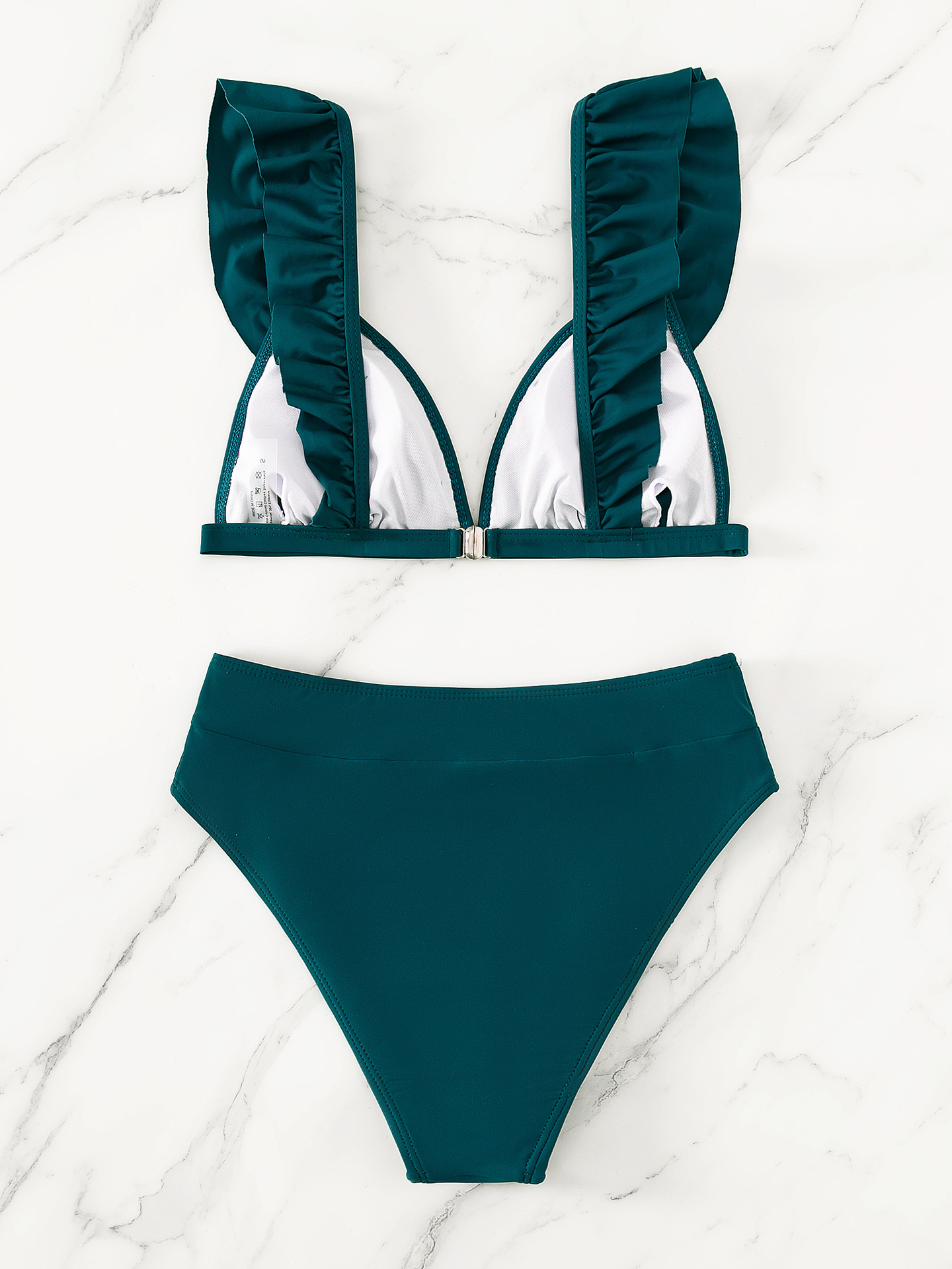 Ensemble bikini push-up à volants sexy, soutien-gorge en V, maillot de bain plissé rouge taille haute pour femme, maillot de bain d'été, ensemble de bain 2 pièces, tenue de plage 2027