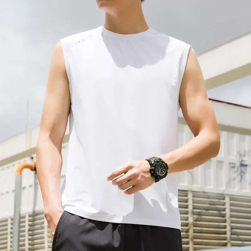 Débardeur basique pour hommes, grande taille 7xl 8xl 9xl, été, solide, noir, blanc, t-shirt sans manches, t-shirt de gymnastique, vêtements de sport, gilet surdimensionné
