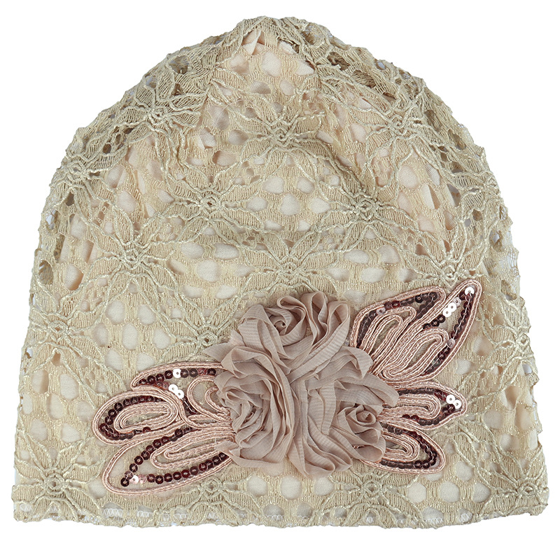 Femmes élégantes paillettes dentelle Turban casquette fleurs musulman chapeaux chapeau femme bandeau dames foulard Bonnet Turbante Mejur
