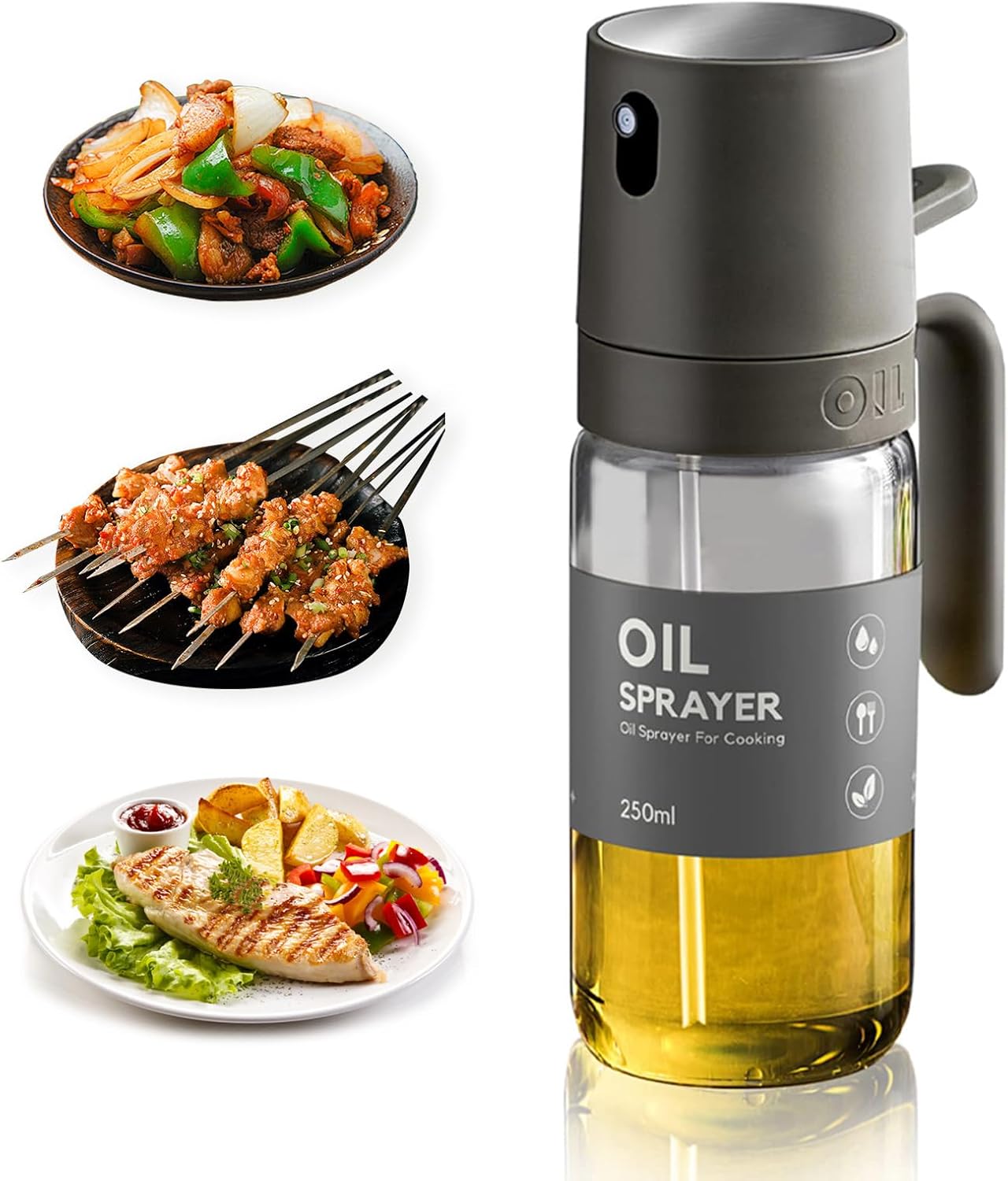 Pulvérisateur d'huile d'olive, Gadgets de cuisine, bouteille de pulvérisation d'huile en verre de 8.5oz, pulvérisateur d'huile de cuisson, distributeur d'huile d'olive