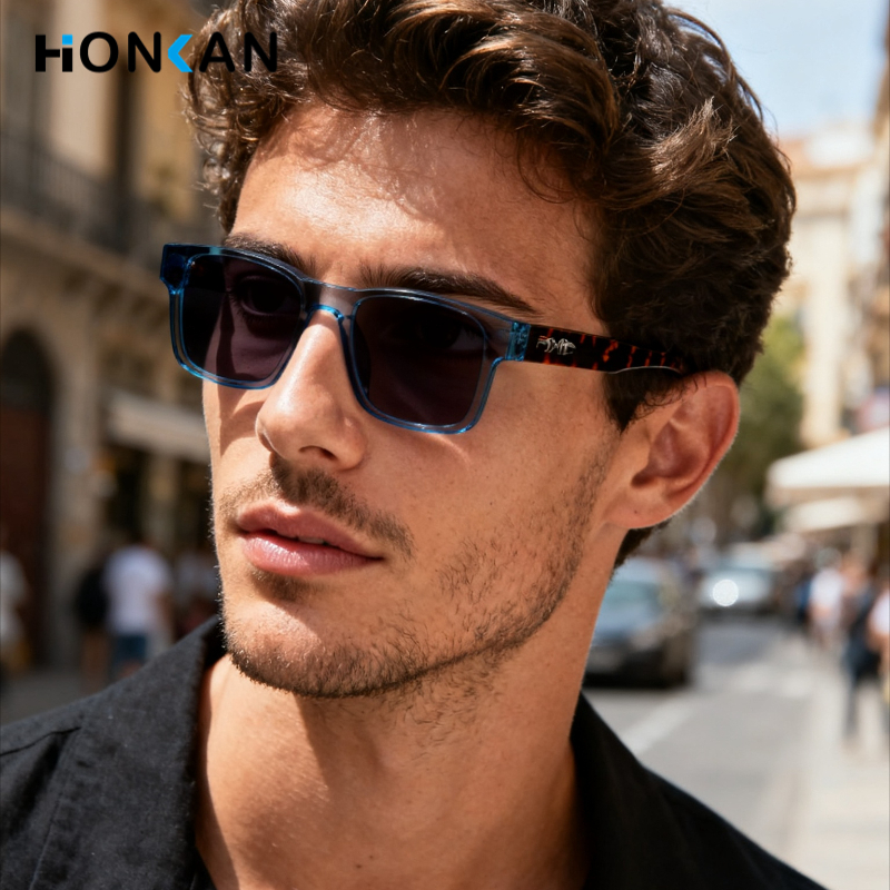 Nouvelles lunettes de soleil UV400 avancées pour hommes, montures carrées épaisses, lunettes de soleil tendance pour hommes, lunettes anti-buée, lunettes de soleil de qualité INS