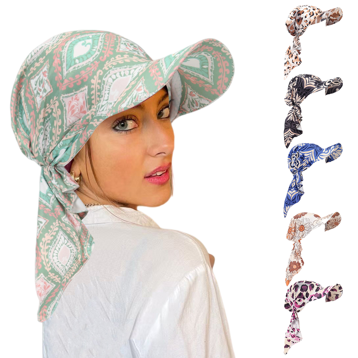 Nouveau 2026 Hijab Turban Imprimé Musulman pour Femme, Casquette de Baseball avec Visière, Chapeau de Soleil, Foulard, Bandana