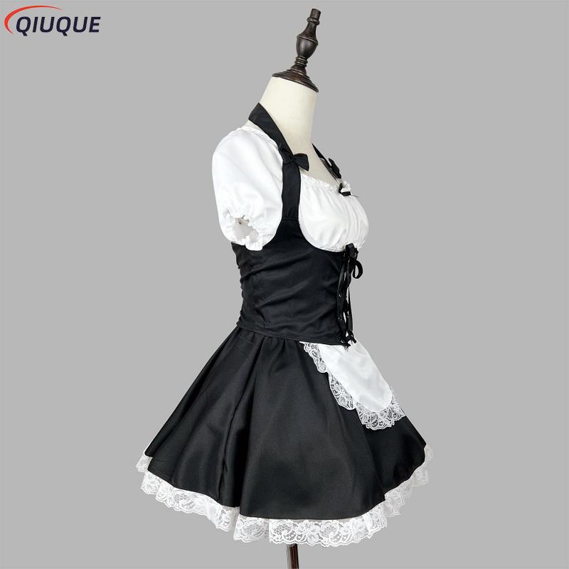 Robe Lolita pour femmes, tenue de demoiselle d'honneur mignonne Kawaii, tunique noire et blanche, uniforme, Costume Cosplay S-5XL