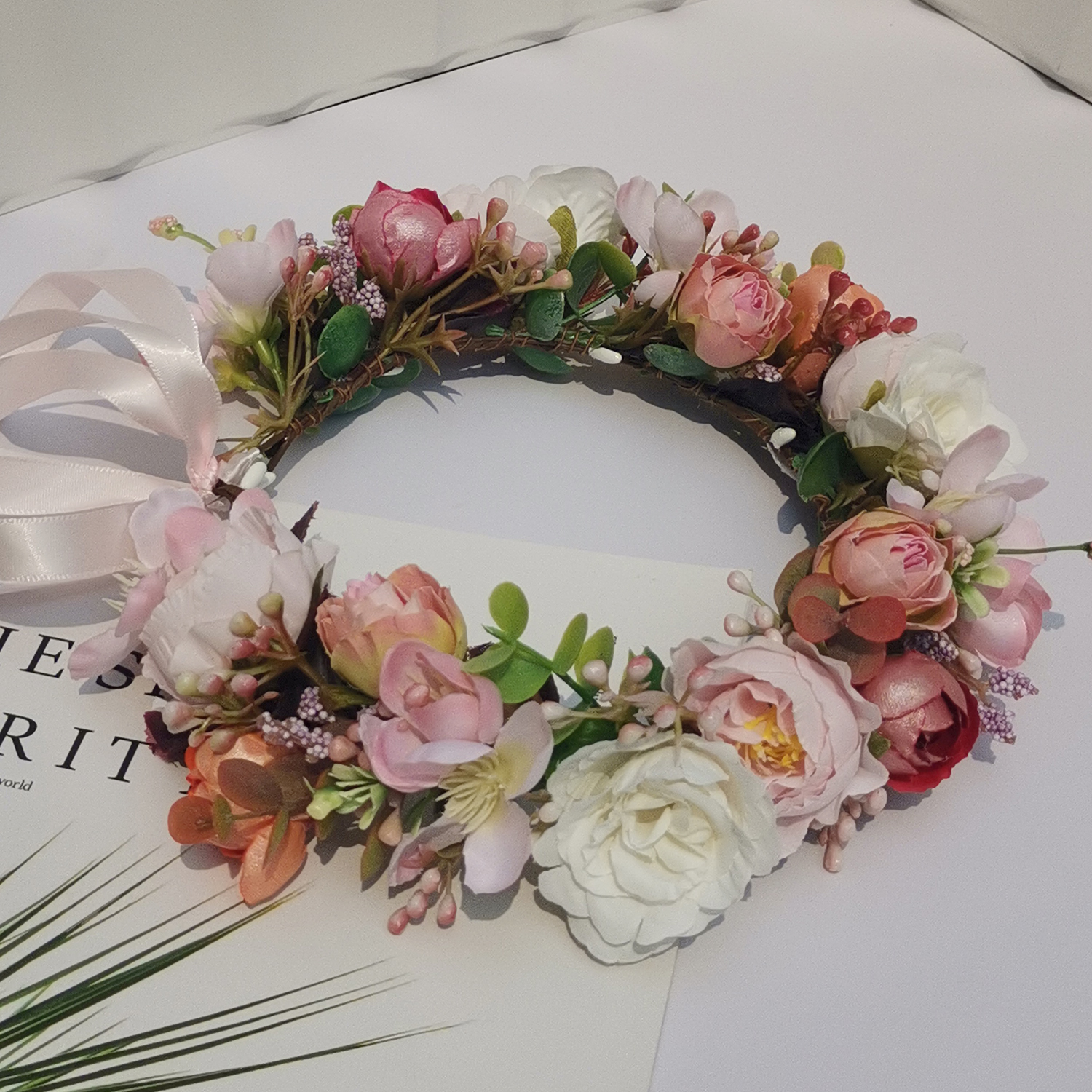 Serre-tête floral bohème de plage, accessoires de cheveux pour mariage, coiffe pour femme, accessoire de tête pour fiançailles, coiffe de mariée, couronne florale.