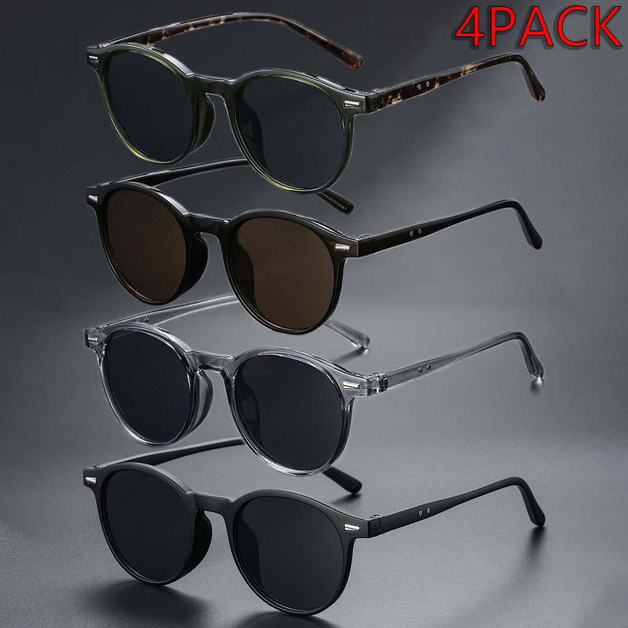 Pack de 4 lunettes tendance à monture ronde, unisexe, cadeau idéal pour la photographie de rue, les fêtes et les cadeaux