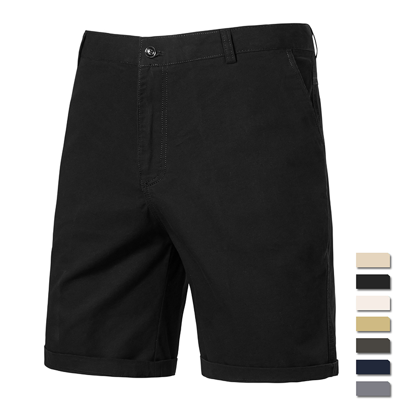Shorts décontractés classiques pour hommes 100% coton, kaki, gris, marine, noir, shorts jusqu'aux genoux, style américain, streetwear, shorts de golf