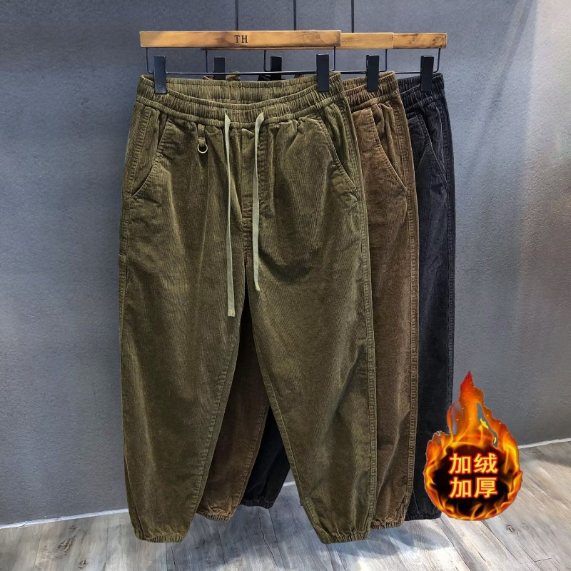 Pantalon Sarouel en Velours Côtelé pour Homme, Streetwear Décontracté, Baggy, Pantalon de Survêtement, Vêtements Rétro, Aadt, Smile Optics, Chaud, Y2K, Automne, Hiver