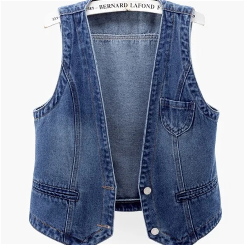 Mode Denim gilet femme Streetwear col en V femmes gilet été grande taille gilet jean hauts sans manches veste Chaleco Mujer 6XL