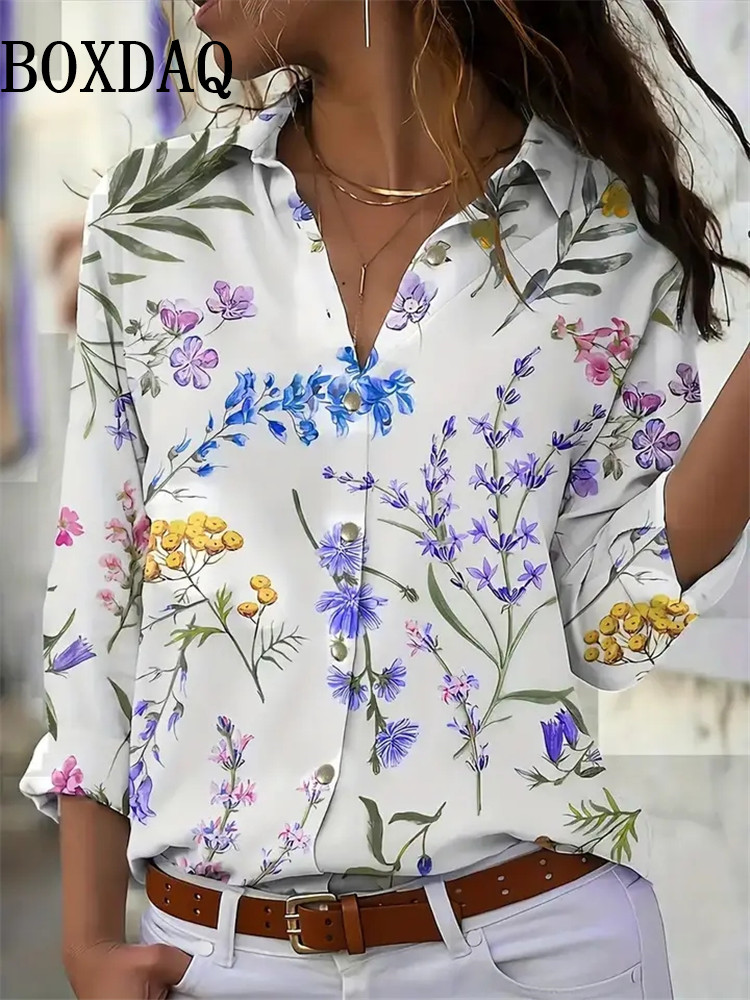 Chemises pour femmes élégantes mode dégradé rayé imprimé Blouses doux confortable à manches longues chemises à revers nouvelles femmes 2025 printemps