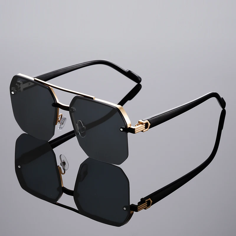 Lunettes de soleil semi-cerclées Fashion Square pour hommes, style vintage, dégradé, décontractées, design de marque de luxe, pour l'extérieur.
