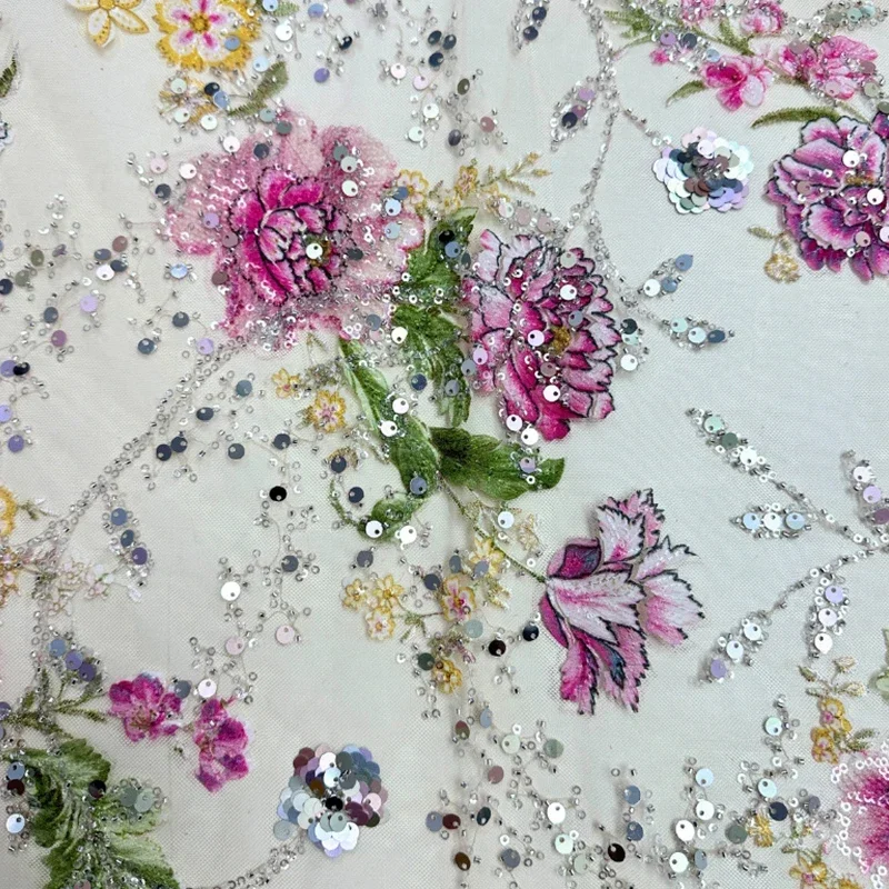 Tissu africain nigérian en dentelle et Tulle, avec paillettes brodées, tissu perlé pour robe de soirée de mariage, fabrication de vêtements traditionnels