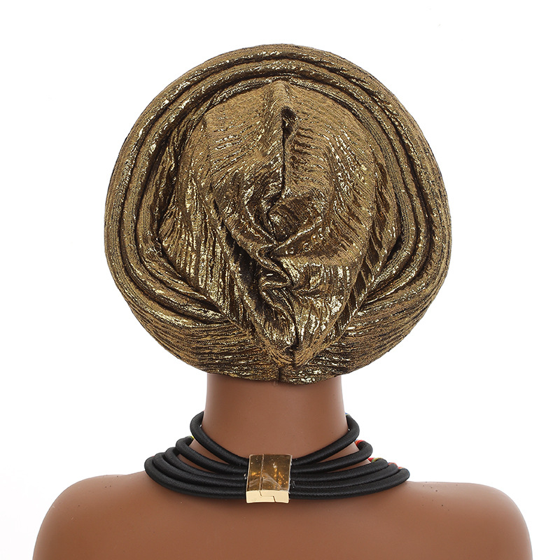 Turban Africain à Paillettes pour Femmes Musulmanes, Écharpe de Sauna, Bonnet Nigérian, Couvre-Chef, ixde Mariage, Cravate