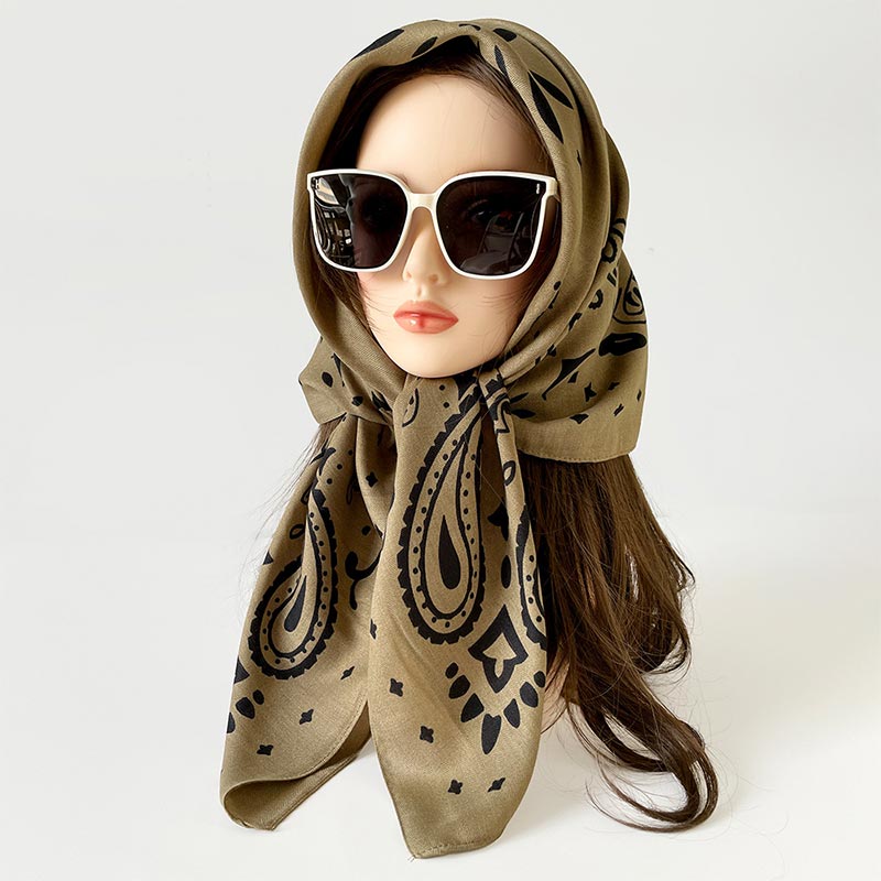 Foulard à motif floral de cachemire pour femme, imprimé, 90 cm, châle enveloppant, toucher doux et luxueux, grand foulard carré, accessoires d'été