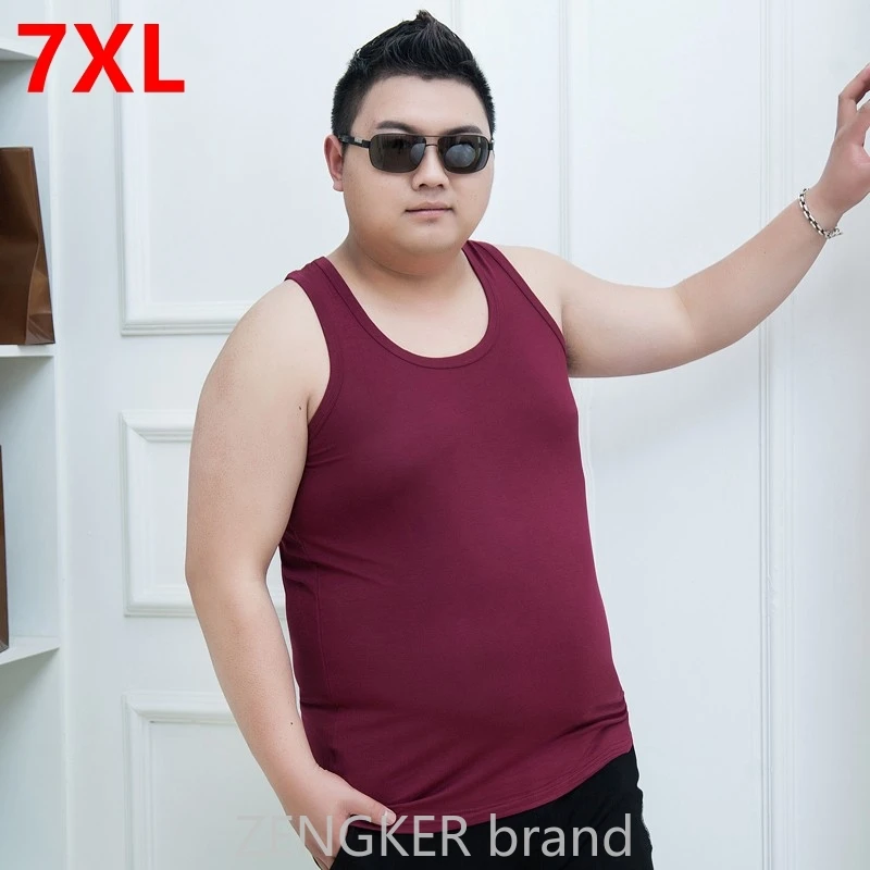 7XL débardeurs hauts hommes 6XL hommes sweat grands chantiers hommes gilet d'entraînement été super grand sans manches Modal maillot de corps grande taille