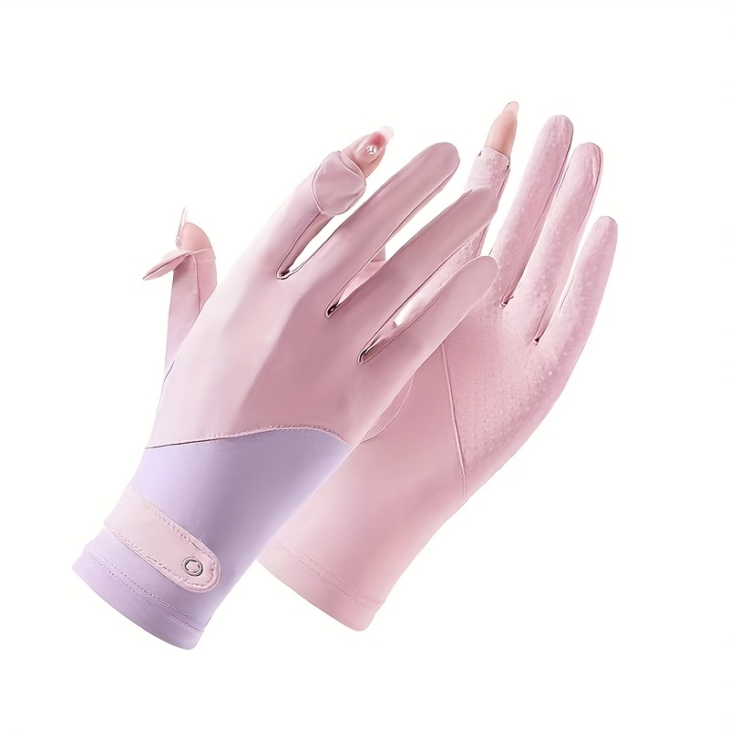 Gants d'été en soie glacée pour femmes, protection solaire extérieure, antidérapants, fins, respirants, pare-soleil, gants à écran tactile rabattables