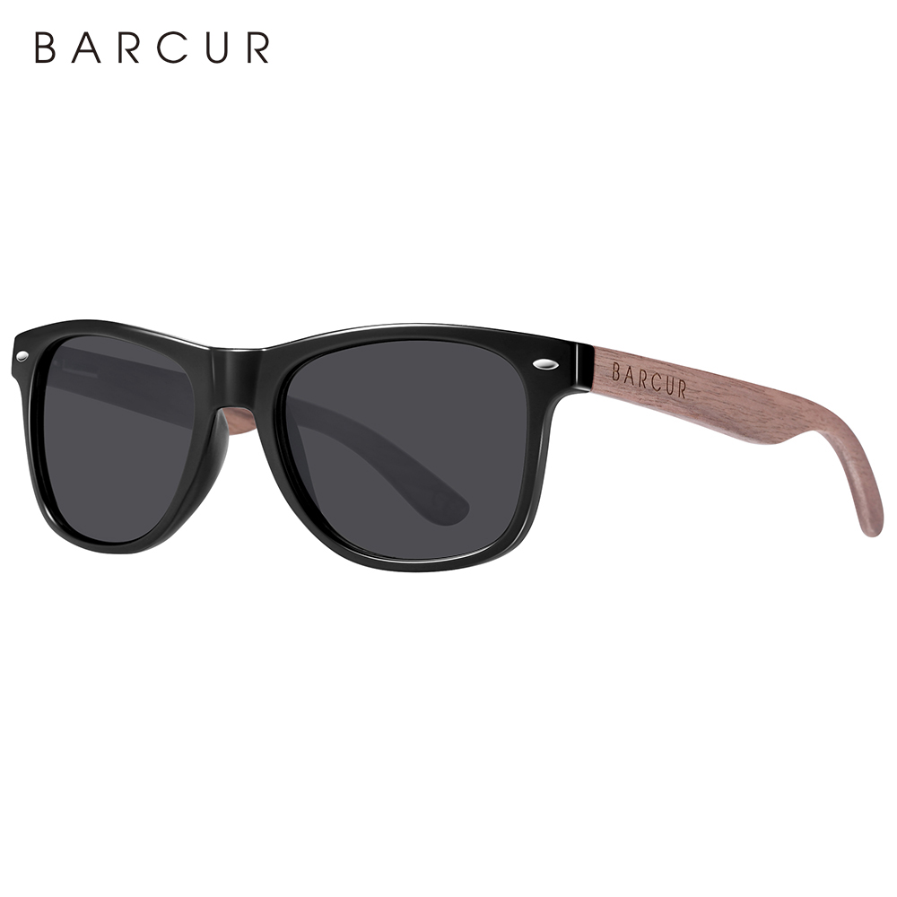 Lunettes de soleil en noyer noir, polarisées en bois, pour hommes, Protection UV400, boîte d'origine en bois