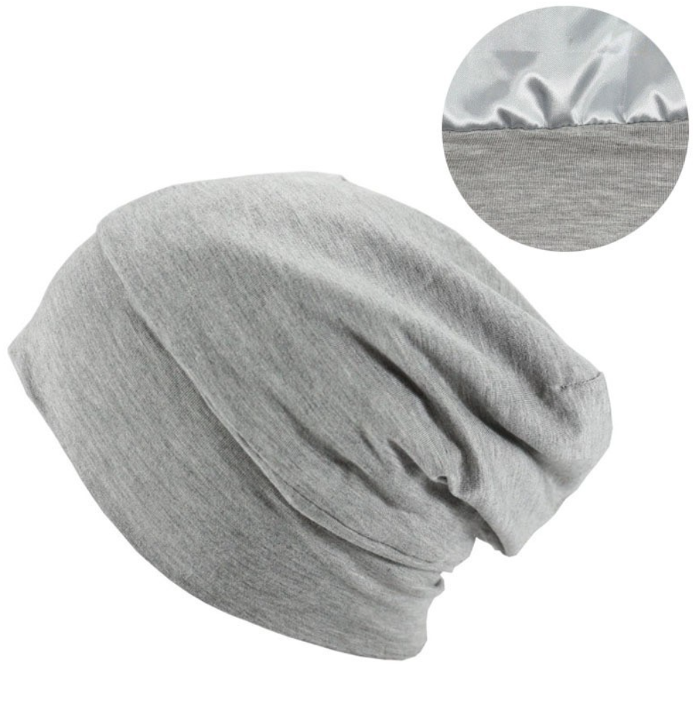 Bonnet à cheveux doublé en satin pour hommes et femmes, bonnet de nuit élastique en coton de bambou, bonnet injullies Skullies, enveloppement de sauna pour cheveux bouclés